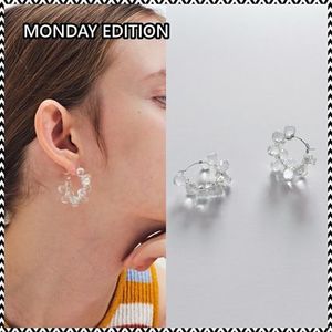 《MONDAY EDITION》 CLEAR DEWDROPS HOOP EARRINGS