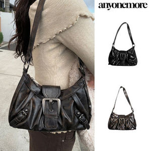 【Anyone more】Lesson Buckle Vintage Leather Shoulder Bag