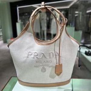 Outlet! PRADA 1BG472 リネンブレンド ミディアム トートバッグ