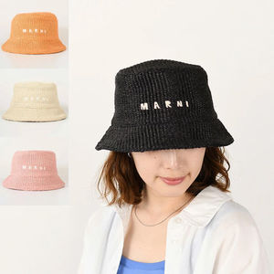【国内即発】MARNI ラフィア調 バケットハットロゴ刺しゅう入り