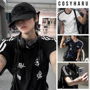 【COSYHARU】[1+1] 89 Line Short Sleeve T-shirt