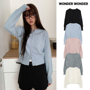 【WONDER WONDER】Burm Big Bean Button Round Neck L/S Knit CD