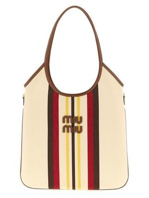 関税送料込 MiuMiu アイビー キャンバスxレザー バッグ