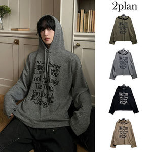 【2plan】Things Waffle Boxy Hooded Long Sleeve T-shirt
