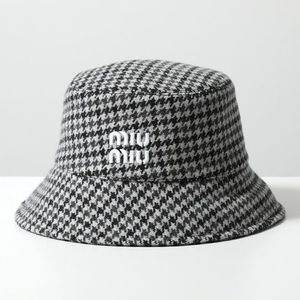 MIUMIU バケットハット 5HC196 2F87 千鳥格子