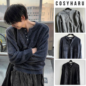 【COSYHARU】Winter Angora Henley Neck Knit