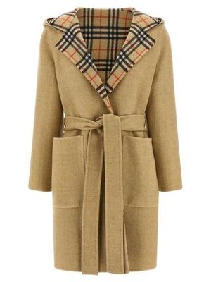 Burberry バーバリー ベルト付き リバーシブル コート