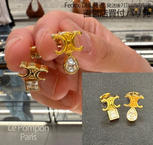 CELINE☆ラインストーン トリオンフ ピアス_パリ発
