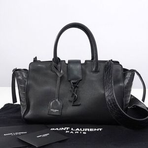 Saint Laurent クロコ レザー ハンドバッグ 2way ショルダー
