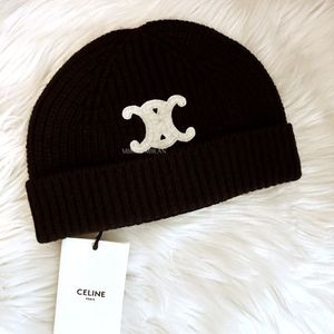 【CELINE】カラバリあり♪トリオンフ刺繍入り ニット帽 カシミア
