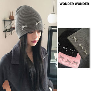 【WONDER WONDER】Beads Ribbon Ballet Core Ribbed Beanie Hat