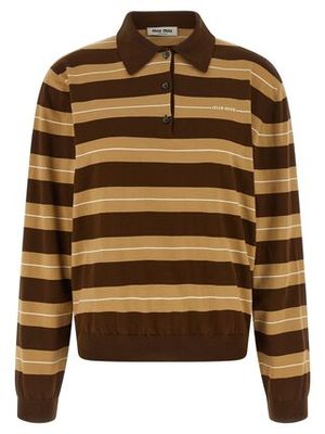 MiuMiu Striped knitted polo shirt