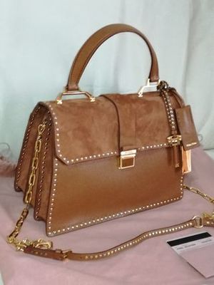 miumiuスタッズ付き☆スウェード×マドラスバッグ2way★ブラウン