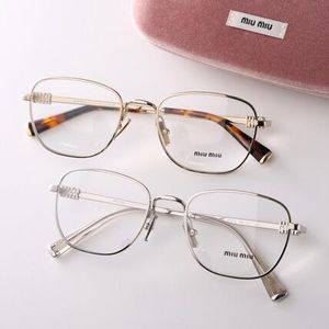 MIUMIU メガネ VMU 50W ウェリントン型 メタルフレーム