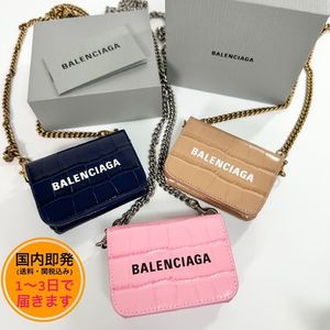 【国内即発】BALENCIAGA/CASH クロコ チェーン付き三つ折り財布