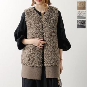 QTUME ベスト 24509 リバーシブル プードルファー ボア ジレ