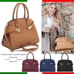 25AW【TUSCANY LEATHR】イタリア製シボ型押しレザーハンドバッグ