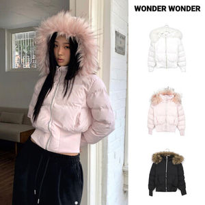 【WONDER WONDER】Eru Shibori fur hooded zip-up short padding