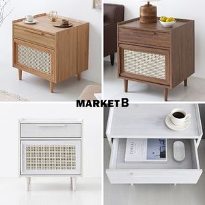 317[韓国 MarketB]ラタン扉/引き出し付き! コンソール収納棚