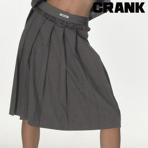 ★CRANK★FRILL PLEATS MIDI SKIRT_GREY★正規品/韓国直送料込