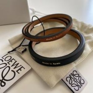 [すぐにお届け]LOEWE ダブル バングル セット カーフ 黒×茶