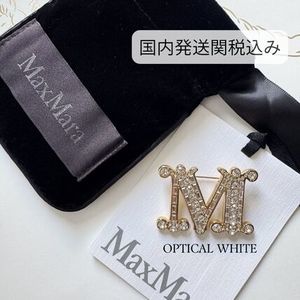 国内発送◆MaxMara クリスタル モノグラムMロゴブローチ◆関税込