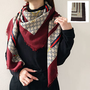 GUCCI ショール スカーフ 大判 ウール シルク GG 756936 3GAL9