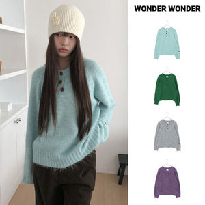 【WONDER WONDER】Seuha Henry Neck Button Overfit Knit
