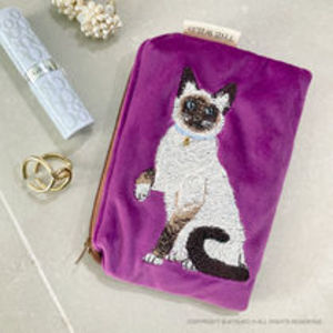 THE WILD 猫 ベルベット カードポーチ siamese cat/韓国 雑貨