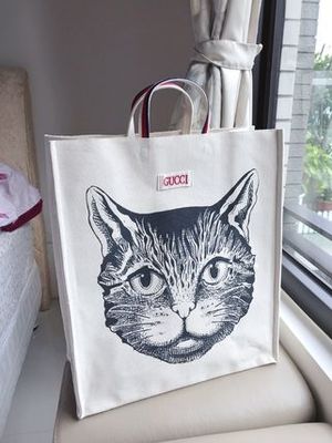 (グッチ)猫/ネコ☆プリントトートバック☆キャンバス