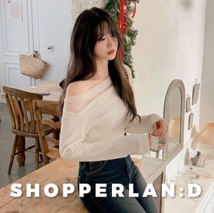 Drape See-through Off Shoulder T-Shirt (3color)