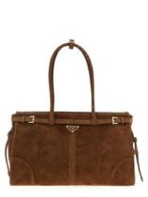 25新作 プラダ ボニー ラージ スエード ハンドバッグ ロゴ