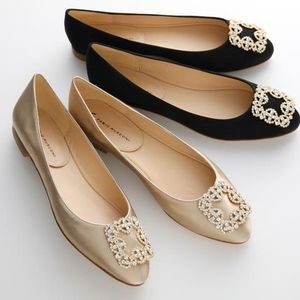 FABIO RUSCONI フラット パンプス S-6550 サテン ビジュー