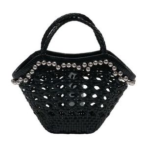Lip Shopper Bag - Osoi - Raffia - Black