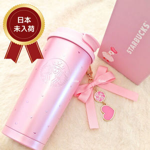 【日本未入荷】海外スタバリボンハートチャームピンクタンブラー
