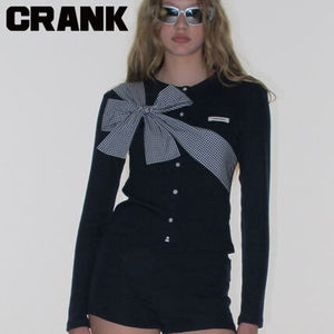 ★CRANK★RIBBON-TIED KNIT CARDIGAN_NAVY★正規品/韓国直送料込