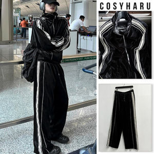 【COSYHARU】Setup Track Ferundi Velvet Velour Tape Zip-Up