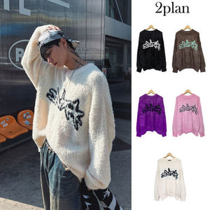【2plan】Wings angora graffiti knit