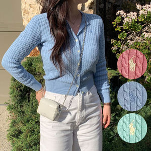 【POLO】ラウンド ケーブル編み ニットカーディガン313-543047