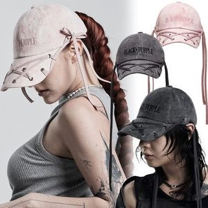 ★BLACK PURPLE★送料込★韓国★人気★Vortex strap eyelet cap