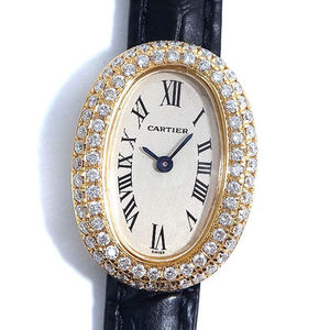 カルティエ ミニ ベニュワール K18YG ダイヤベゼル レディース