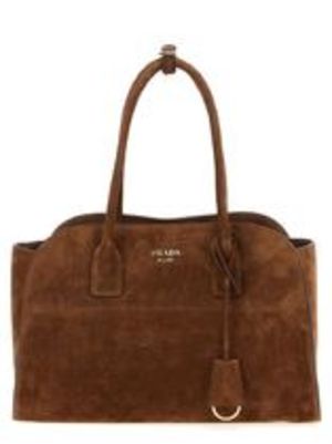 25新作 PRADA ココアブラウン ミディアム スエード トートバッグ