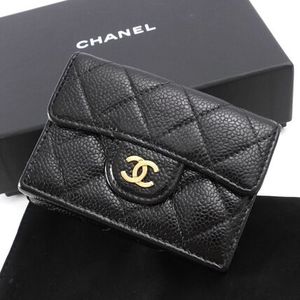 【新品同様】CHANEL キャビアスキン マトラッセ 三つ折り財布