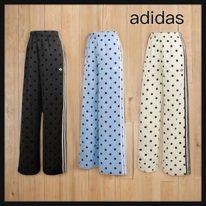 【adidas】SATIN POLKA DOTS ワイド レッグ パンツ ロゴ 3色