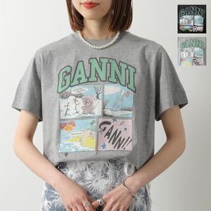 GANNI 半袖 Tシャツ Basic Cotton Jersey Bear Comic Teddy