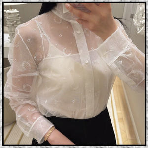 Dior Horseshoe《エンブロイダリー シアーブラウス》White 直営
