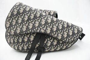 ディオール サドルバッグ オブリーク キャンバス ネイビー