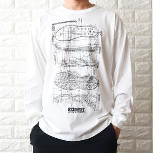 ディーゼル DIESEL ロゴ 長袖 Tシャツ メンズ ロンT リブ袖