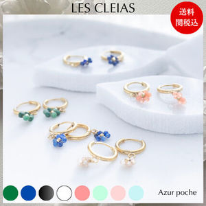 【LES CLEIAS】BTS愛用 ストーン花のリングピアス★国内発