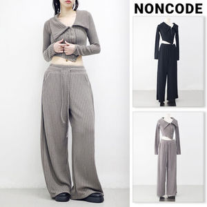 【NONCODE】Showdy Unbalanced Rib Cardigan + Pants Set